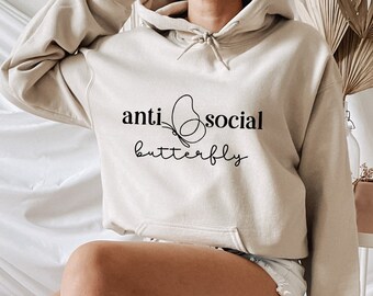 Sudadera con capucha antisocial, sudadera con capucha introvertida, sudadera con capucha sarcástica, sudadera con capucha natural, sudadera con capucha interior, sudadera con capucha de salud mental, distanciamiento social