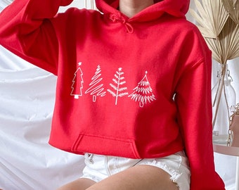 Christmas Trees Hoodie, Christmas Hoodie for Women, Tree Lover Hoodie, Merry Christmas Hoodie, Christmas Party Hoodie, Pine Trees Hoodie