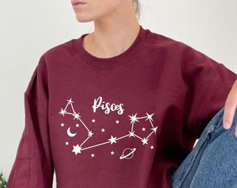 Sudadera zodiacal Piscis – Sudadera Piscis Astrology Lover - Regalo para mamá Piscis - Sudadera signo zodiacal Piscis - Astrología Cumpleaños