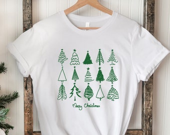 Weihnachtsbaum Shirt, Weihnachtshemden für Frauen, Frohe Weihnachten Shirt, Weihnachtsparty Shirt, Tannenbäume Shirt, Lustiges Weihnachtsshirt
