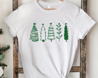 Weihnachtsbaum Shirt, Weihnachtshemden für Frauen, Frohe Weihnachten Shirt, Weihnachtsparty Shirt, Tannenbäume Shirt, Lustiges Weihnachtsshirt