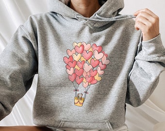 Balloons of Heart Hoodie, Balloons Lover Hoodie, Happy Valentine Hoodie, Love Balloons Hoodie, Heart Hoodie, Couple Balloon Hoodie,