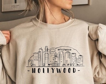 Hollywood Sweatshirt, Hollywood Skyline Sweatshirt, Hollywood Lover Gift, West Coast Sweatshirt, California Sweatshirt, City State Sweater