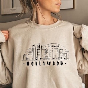 Hollywood Sweatshirt, Hollywood Skyline Sweatshirt, Hollywood Lover Gift, West Coast Sweatshirt, California Sweatshirt, City State Sweater