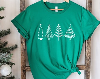 Weihnachtsbaum Shirt, Weihnachtshemden für Frauen, Frohe Weihnachten Shirt, Weihnachtsparty Shirt, Tannenbäume Shirt, Lustiges Weihnachtsshirt