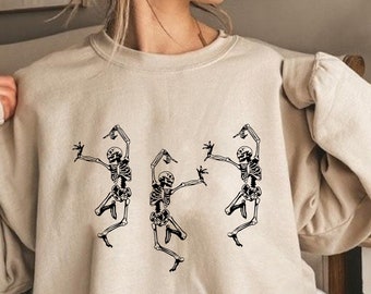 Dancing Skeleton Sweatshirt, Funny Halloween Skeleton Sweatshirt, Halloween Party Sweatshirt, Halloween Costume Sweatshirt, Spooky Sweater