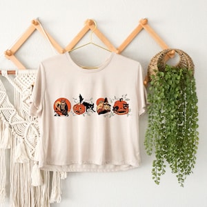 Halloween Crop Top, Halloween Pumpkin Gift, Witch Crop Top, Welcome Halloween Crop Top, Black Cat Crop Top, Halloween Work Crop Top