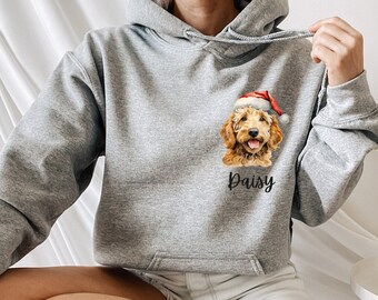 Christmas Dog Face Hoodie, Custom Dog Mom Hoodie, Dog Lover Hoodie, Dog People Hoodie, New Dog Owner Hoodie, Gift for Dog, Pet Lover Hoodie,