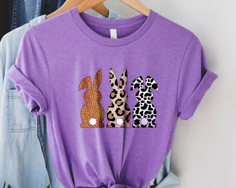 Camisa de conejo de leopardo, camisa de conejo de Pascua, camisas de Pascua feliz, linda camisa de Pascua, camisa de amante de los conejos, camisa familiar de Pascua, combinación de Pascua