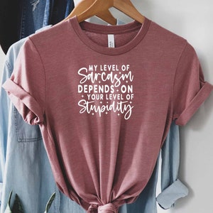 My Level Of Sarcasm Depends On Your Level Of Stupidity Shirt, Offensive Shirt, Sarcastic Shirt, Dark Humour Shirt, Sarcasm Mom Shirt