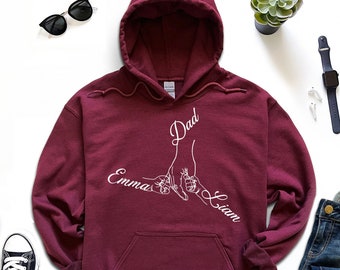 Benutzerdefinierter Vater mit Kind Hand Hoodie, Neuer Vater Hoodie, Vatertag Hoodie, Geschenk für Vater, Vater und Kind Hoodie, Neuer Vater Hoodie