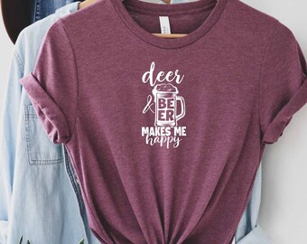 Herten maakt me blij shirt, herten jacht shirt, wildlife shirt, camouflage shirt, avontuur herten shirt, camping shirt, jacht minnaar shirt