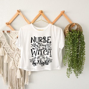 Halloween Nurse Crop Top, Witch Family Gift, Witch Nurse Crop Top, Halloween Bat Crop Top, Halloween Costume Gift, Halloween Party Crop
