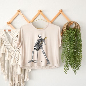 Musician Skeleton Crop Top, Guitarist Skeleton Crop Top, Movie Crop Top, Scary Crop Top, Halloween Vibes Gift, Halloween Crop Top, Spooky