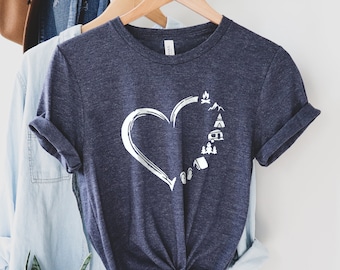 Camp Lover Shirt, Camping Shirt, Camping Heart Shirt, Cute Hiking Shirt, Adventure Shirt, Camper Shirt, Explore T-Shirt, Gift for camper