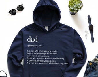 Bluza z kapturem Dad Definition, Bluza z kapturem Happy Fathers Day, Bluza z kapturem Best Dad Ever, Prezent dla ojca i syna, Bluza z kapturem Best Father, Bluza z kapturem Super Dad, Wsparcie