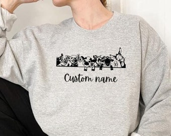 Custom Farm Animal Sweatshirt, Animal Lover Sweatshirt, Farm Sweatshirt, Animal Sweatshirt, Farmer Sweatshirt, Farmer Gift,  Farm Girl Gift