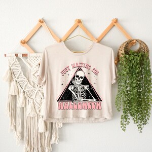 Just Waiting For Halloween Crop Top, Spooky Skeleton Crop Top, Horror Crop Top, Funny Halloween Crop Top, Halloween Bat Gift, Skeleton Crop