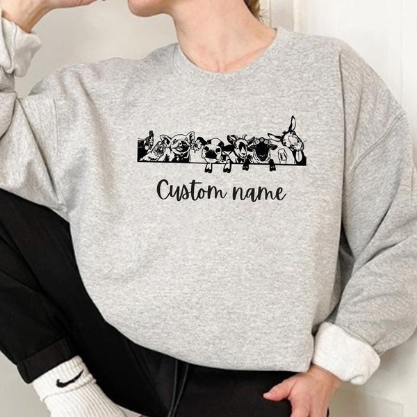 Custom Farm Animal Sweatshirt, Animal Lover Sweatshirt, Farm Sweatshirt, Animal Sweatshirt, Farmer Sweatshirt, Farmer Gift,  Farm Girl Gift