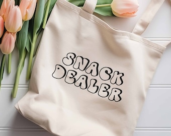 Snack Dealer bomullstygkasse, tryckta väskor, cool tygkasse, matkasse, känslomässigt bagage, sarkastisk tygkasse, mammaliv