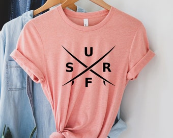 Surf Board Shirt, Ocean Waves Surf Shirt, Beach Surfing Shirt, Surf Fashion Shirt, Sunshine Lover Shirt, Summer Surf Shirt, Surfer Dude Gift