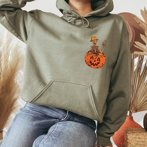 Pumpkin Hoodie, Halloween Hoodie, Skeleton Hoodie, Spooky Hoodie, Fall Season Hoodie, Cute Skeleton Hoodie, Fall Season Gift