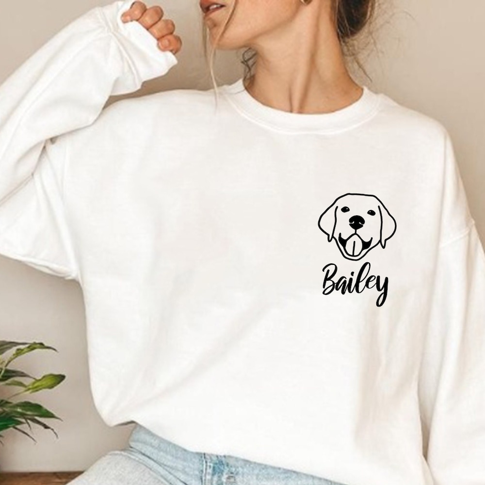 Dog Face Sweatshirt, Custom Dog Name Sweatshirt, Personalized Dog Sweatshirt, Dog Lovers Sweatshirt, Dog Dad Sweatshirt, Dog Mam Sweatshirt, Printfushion
