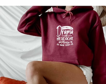 You Smell Like Drama And A Headache Please Go Away From Me Hoodie, Sarcastic Hoodie, Offensive Hoodie, Dark Humor Hoodie, Hilarious Hoodie,