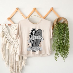 Wake Me Up When Summer Ends Crop Top, Spooky Coffin Crop Top, Halloween Party Crop Top, Halloween Series Crop Top, Halloween Time Gift