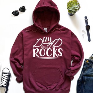 My Dad Rocks Hoodie, Rock and Roll Father Hoodie, Best Music Dad Ever Hoodie, Dad Guitar Lover Gift, Music Fatherhood Hoodie, New Father