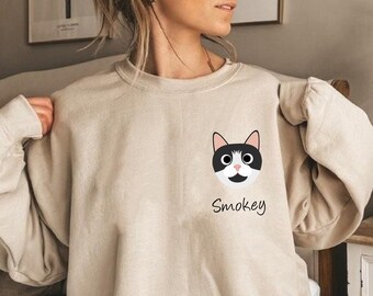 Cat Face Sweatshirt - Etsy