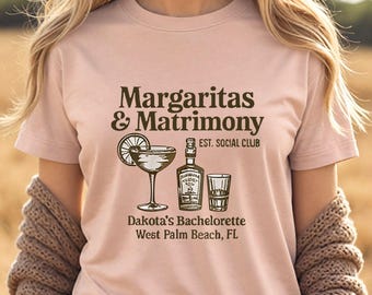 Maglietta con margarita e matrimonio, maglietta per addio al nubilato, maglietta con drink per matrimonio, grafica "Tequila Bride Squad"