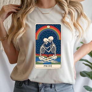 Skeleton Tarot Pride Shirt, LGBTQ Rainbow Tee, Love Wins Gothic Graphic, Queer Pride Month T Shirt, Alternative Equality