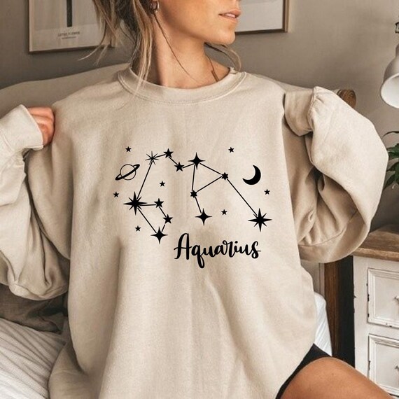 Aquarius Zodiac Sweatshirt - Constellation Aquarius Sweatshirt - Aquarius Horoscope Sweatshirt - Design Astrological Sweatshirt - Aries Sign