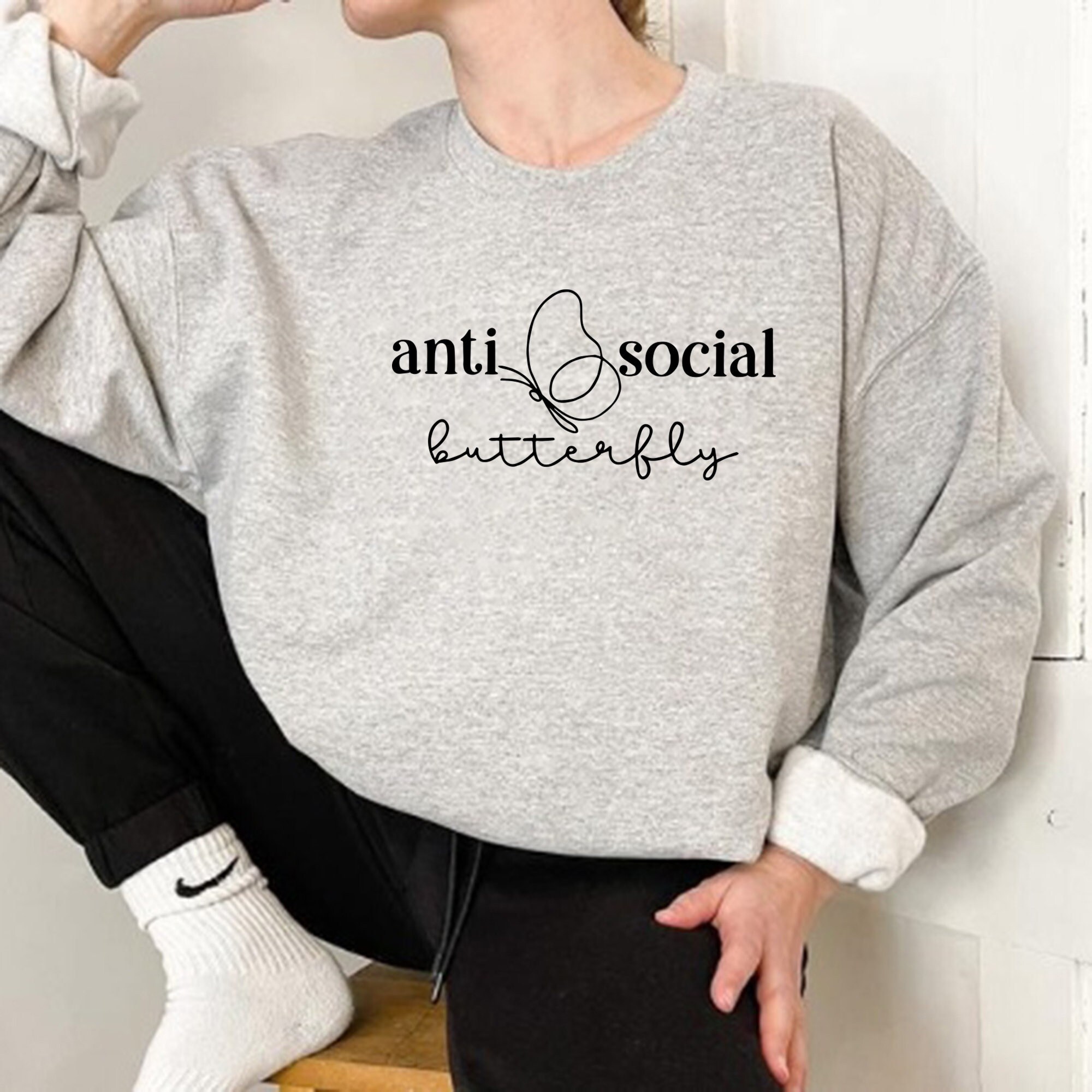 Anti social butterfly sweatshirt hotsell