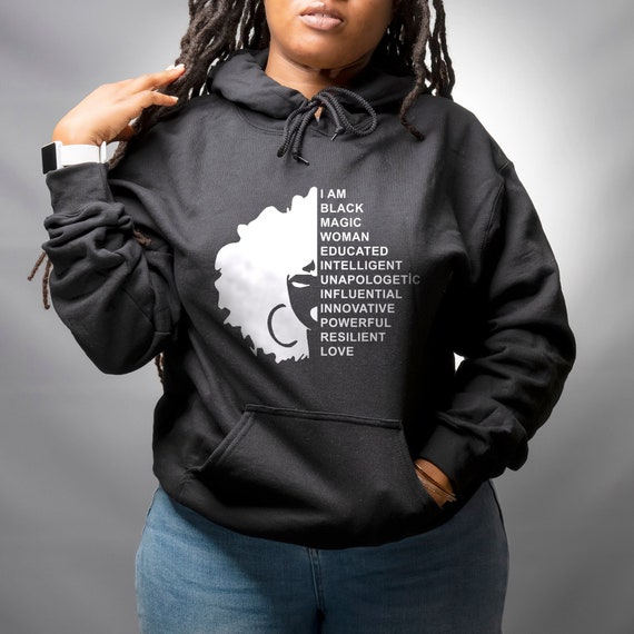 I Am Black Woman Hoodie, Black History Month, Afro Woman, African