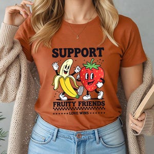 Support Fruity Friends Shirt, Love Wins LGBTQ Tee, Cute Pride Fruit Graphic, Fun Equality T Shirt, Pride Month Humor Sweat