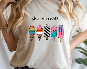 Maglietta con dolciumi, maglietta con gelato LGBTQ Pride, maglietta con grafica di dessert arcobaleno, maglietta estiva divertente per il mese dell'orgoglio per l'uguaglianza