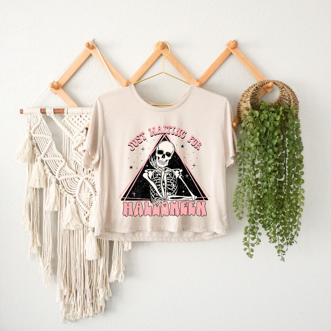 Just Waiting for Halloween Crop Top Spooky Skeleton Crop Top Etsy