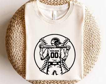 Personalized Baseball Player T Shirt, Custom Name Number Shirt, Baseball Gift for Boys Men, Sports Lover Tee, Game Day Shirt,Baseball Mom