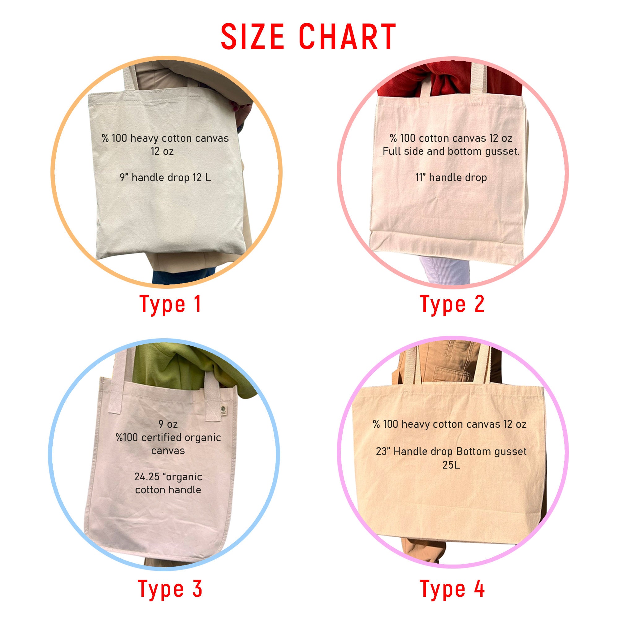 Organic Cotton Bags - Heavy Canvas Tote Bags w/ Bottom Gusset