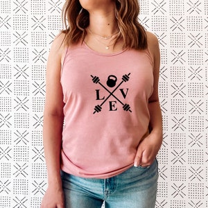 Love Kettlebell Tank Top, Workout Love Tank Top, Gewichtheffen Tank Top, Vrouwen Workout Tank Top, Fitness Instructeur Tank Top, Gym Workout