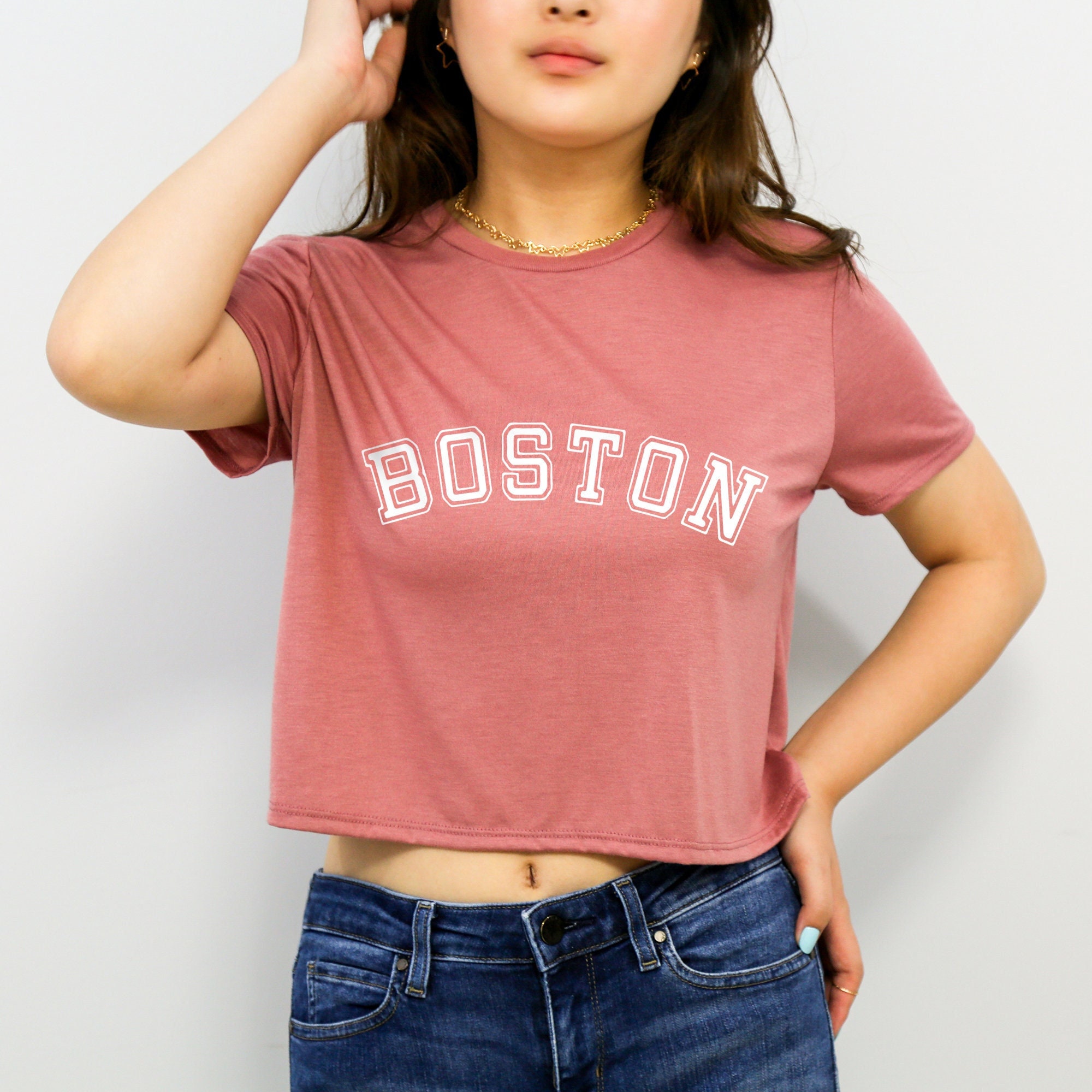 MLB Boston Redsox Varsity Comfortable Cropped Tee White/Green