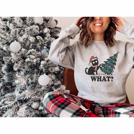 Sweat chat de Noël, Sweat famille chat de Noël, Sweat vacances - Main Image