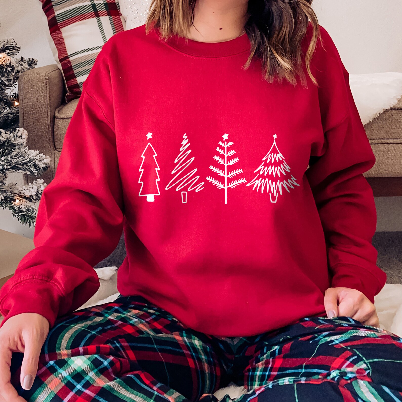 Christmas Trees Sweatshirt Christmas Sweatshirts for Women Etsy