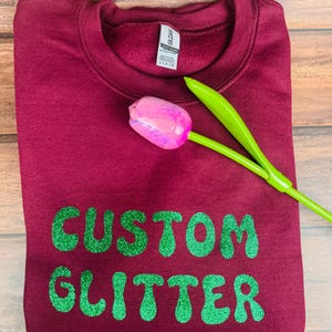 Custom Glitter Sweatshirt, Personalized Glitter Sweatshirt, Cute Glitter Sweatshirt, Glitter Sweatshirt Gift, Christmas Glitter Sweatshirt