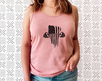 American Barbell Tank Top, USA Motivational Tank Top, American Flag Tank Top, 4th July Gym Tank Top, Muscle Tank Top, Workout Lover America