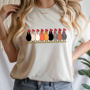 Happy Hens T-Shirt, Funny Chicken Lover Graphic Tee, Farm Animal Hen Design Shirt, Backyard Poultry Gift Idea