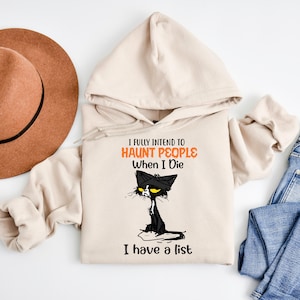 Halloween Black Cat Hoodie, Halloween Series Gift, Scary Cat Hoodie, Halloween Party Hoodie, Halloween Fall Hoodie, Boo Hoodie, Spooky Cat