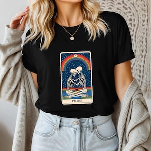 Skeleton Tarot Pride Shirt, LGBTQ Rainbow Tee, Love Wins Gothic Graphic, Queer Pride Month T Shirt, Alternative Equality